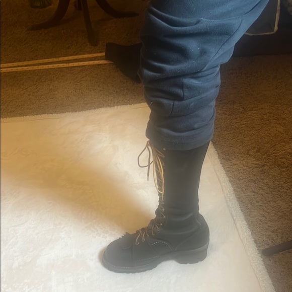 Wesco Black Leather 16” Lineman’s Boots - Picture 3 of 11